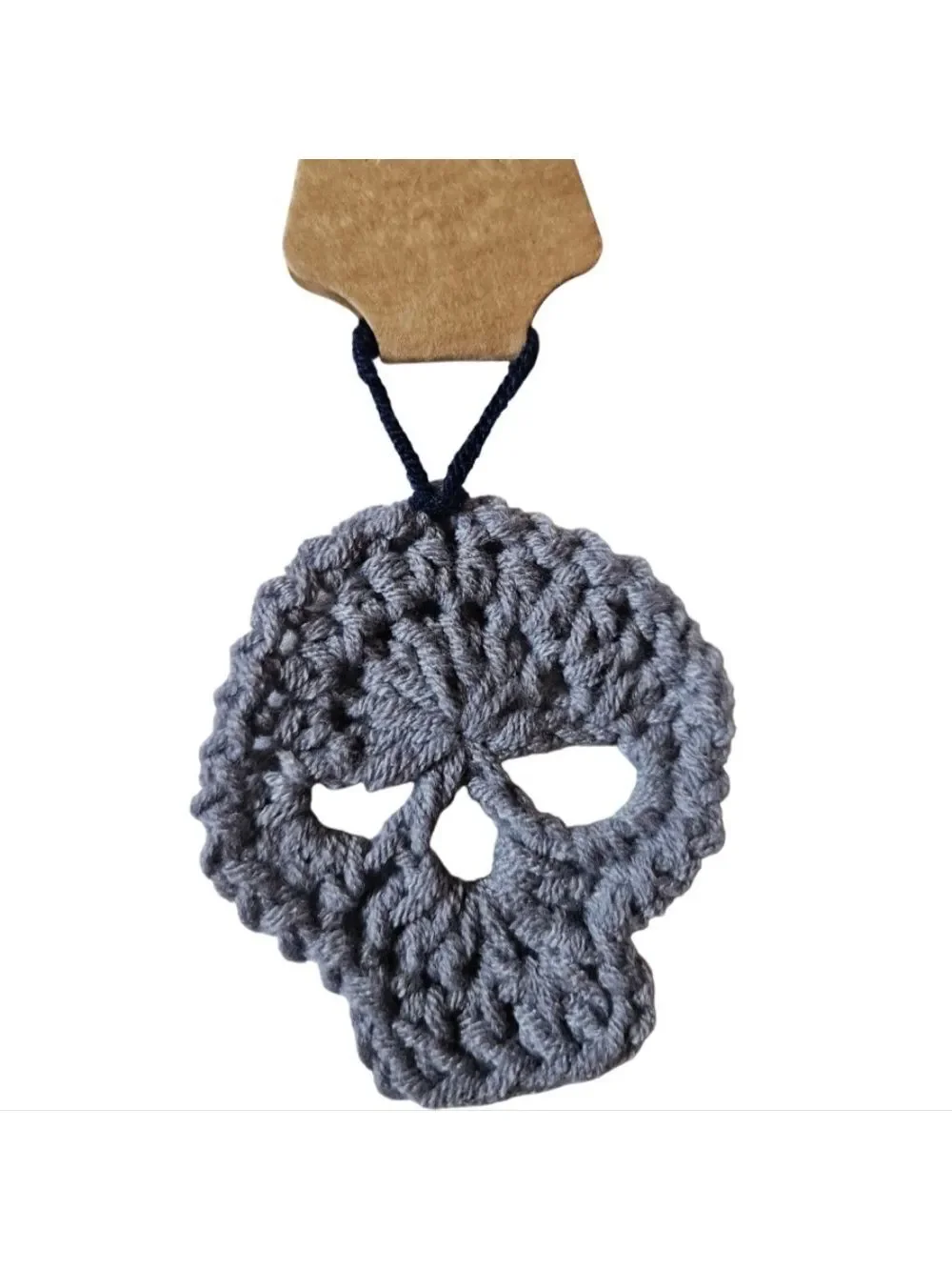 Hand Crafted Gray Crochet Skull Handmade Ornament Shelf decor Halloween decor 3